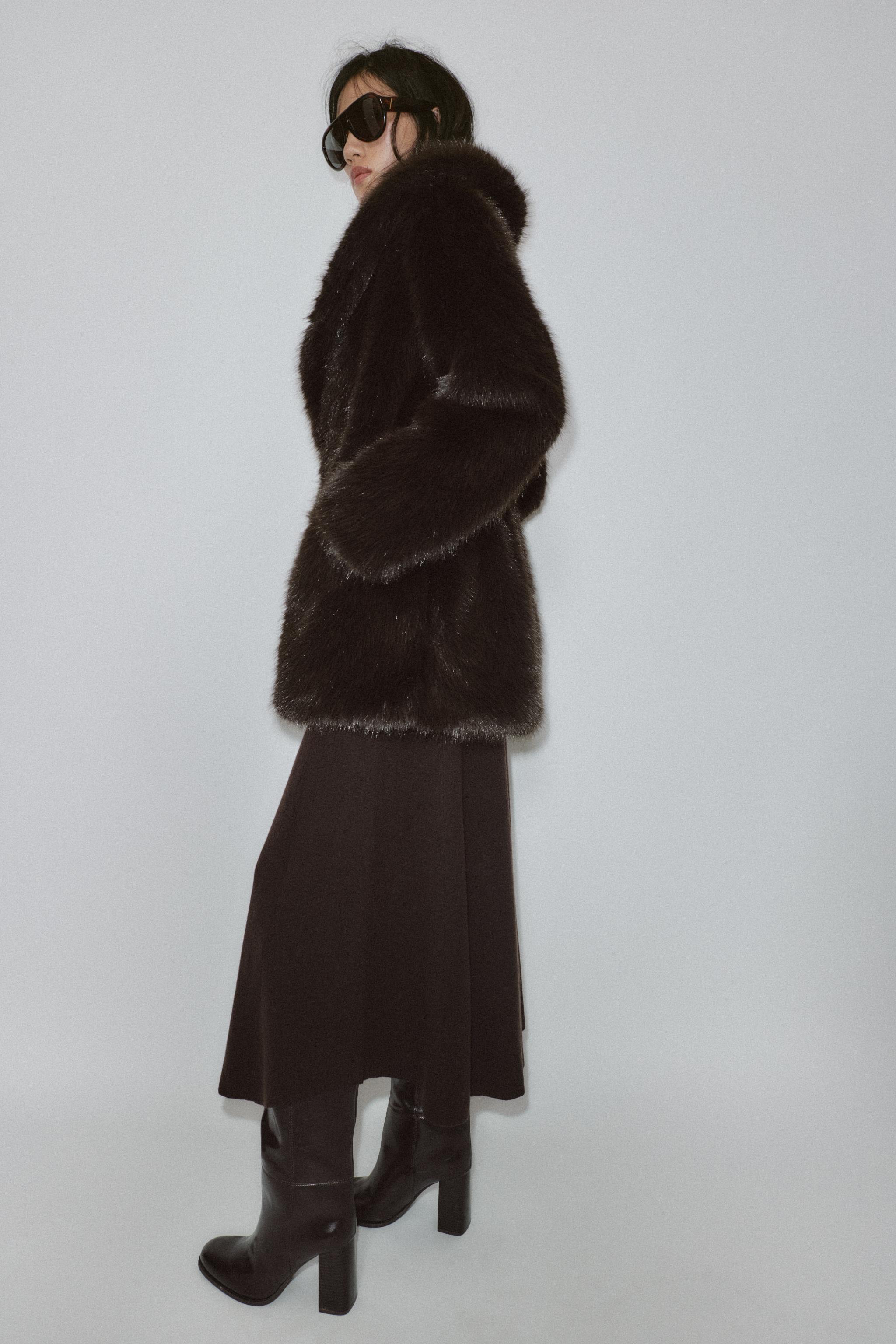 FAUX FUR COAT WITH BELT